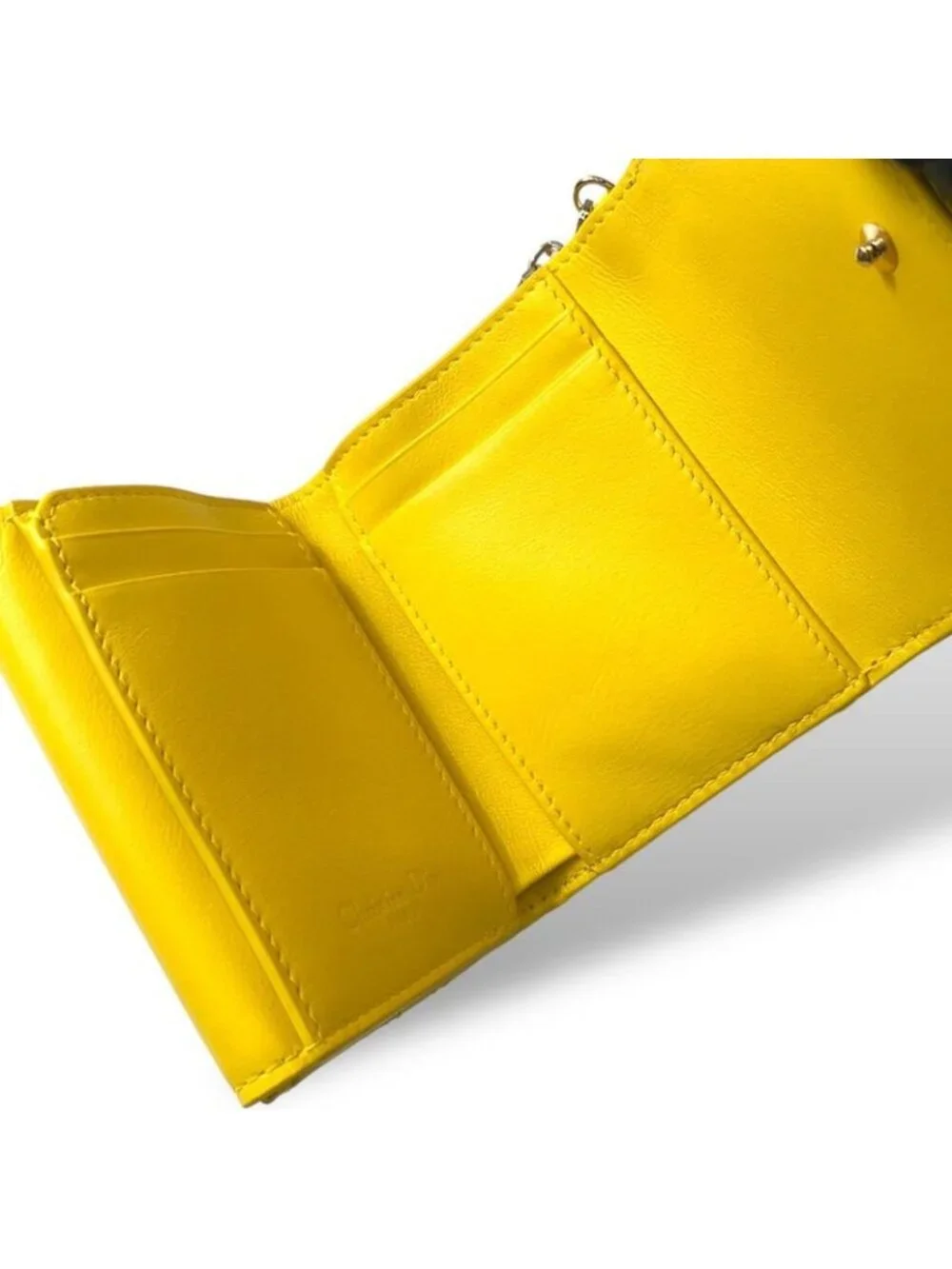 Dior Lady Lotus Wallet Cannage Patent Calfskin Trifold Handbag